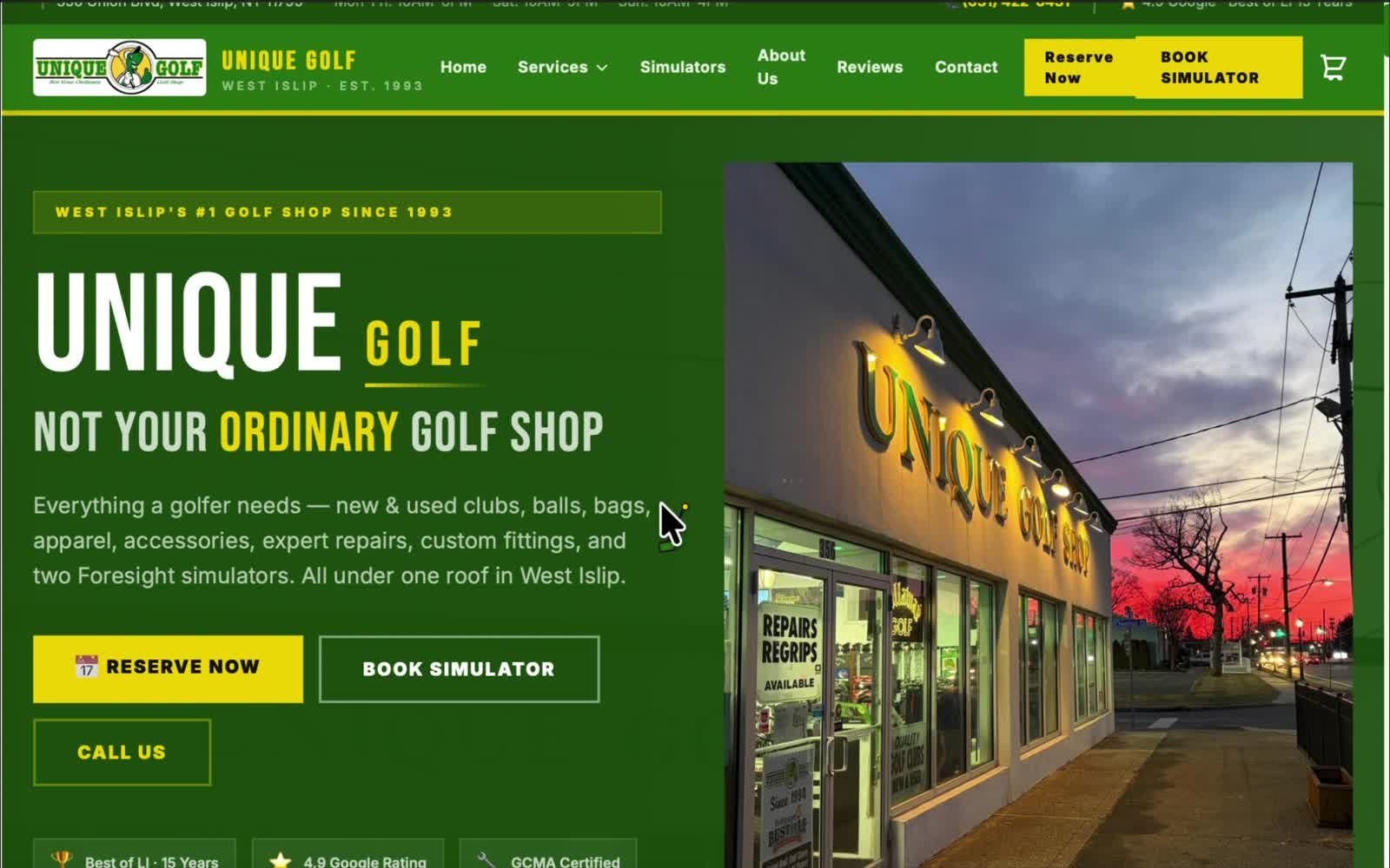 Unique Golf — a recent website Nexis shipped